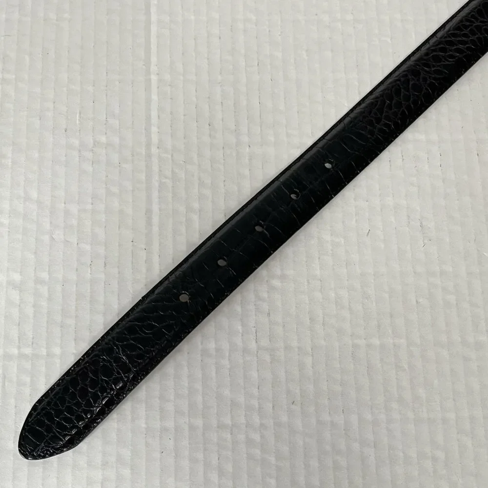 P0L0 RALPH LAUREN FAUX EMBOSSED CROC ALLIGATOR BELT GENUINE LEATHER BLACK 38